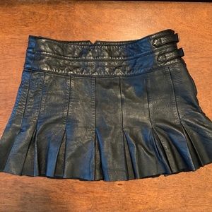 Joie Pleated Leather Mini Skirt